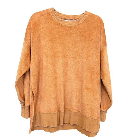 Aerie Plush Burnt Orange Side Slit Lined Pullover XS - Picture 1 of 3
